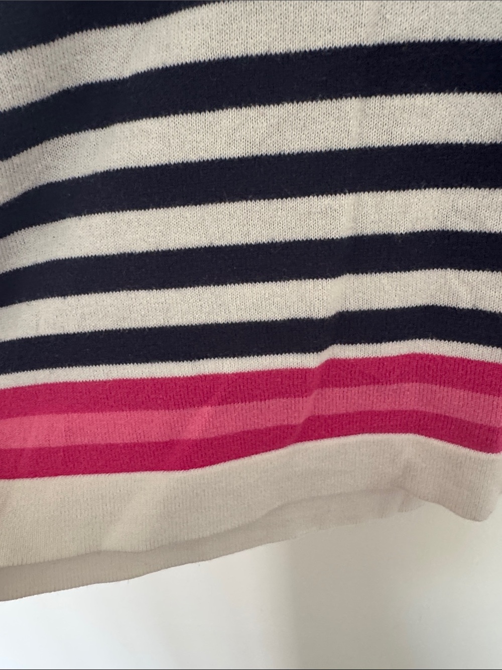 Lily Pulitzer Navy & White Striped Crew Sweater with Pink Accent Hem - Picture 4 of 4
